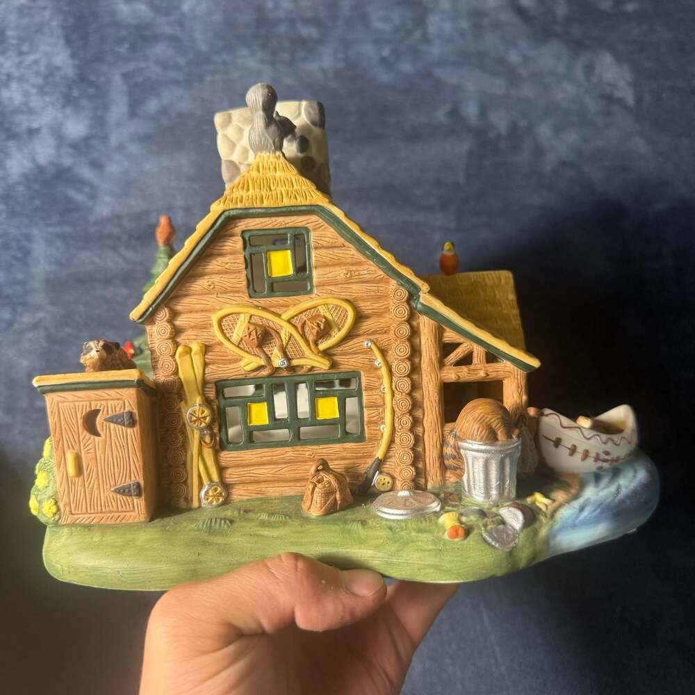 PartyLite P7305 'Gone Fishing' Log Cabin Tealight Candle Holder